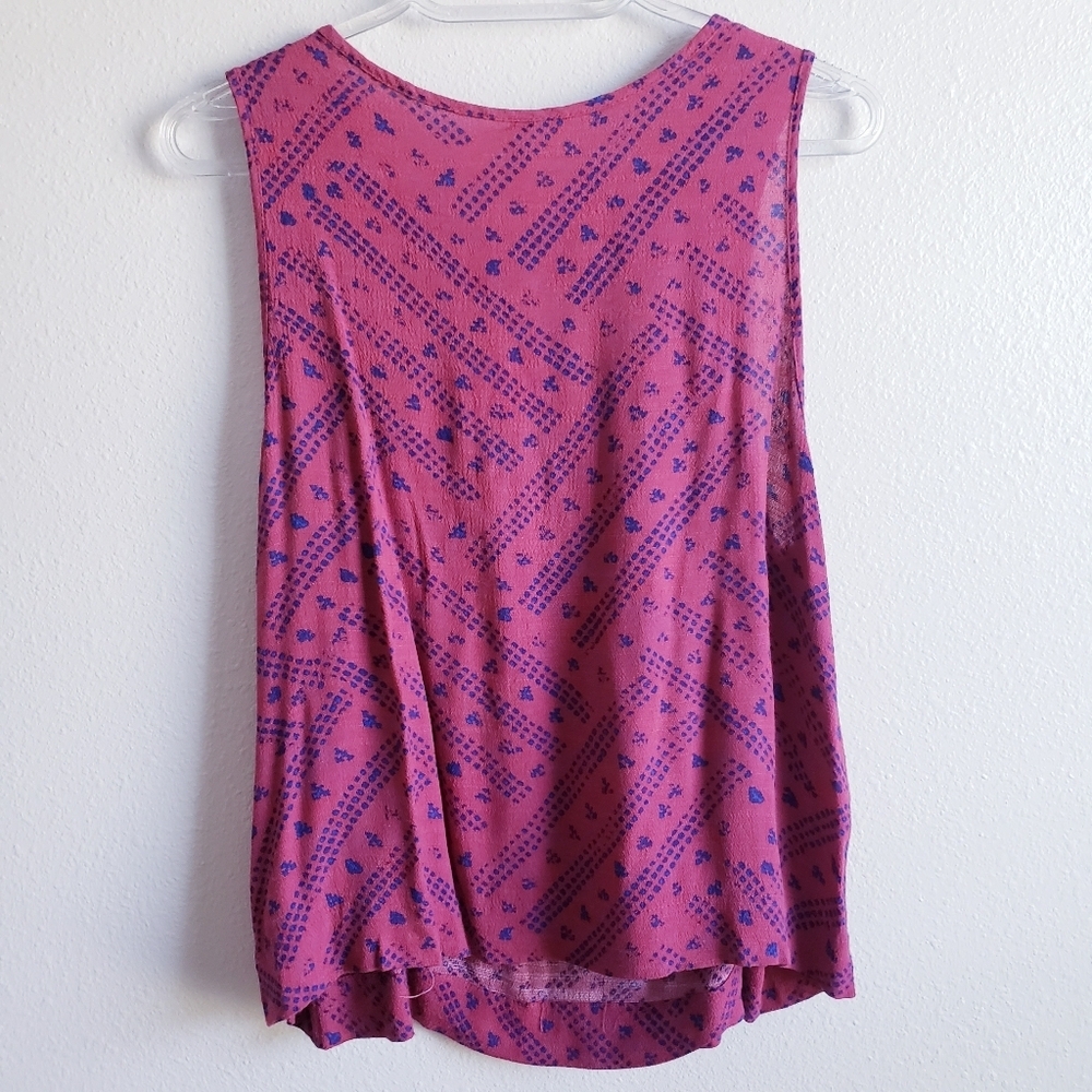 Free People Look Through Pink Fruit Punch Combo Crinkle Bohemian Top - Picture 6 of 9